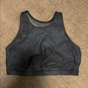 Blue sports bra with open back